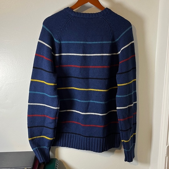Todd Snyder 100% Wool Blue w Multicolored Horizontal Striped Men's Sweater Sz L - Picture 11 of 12